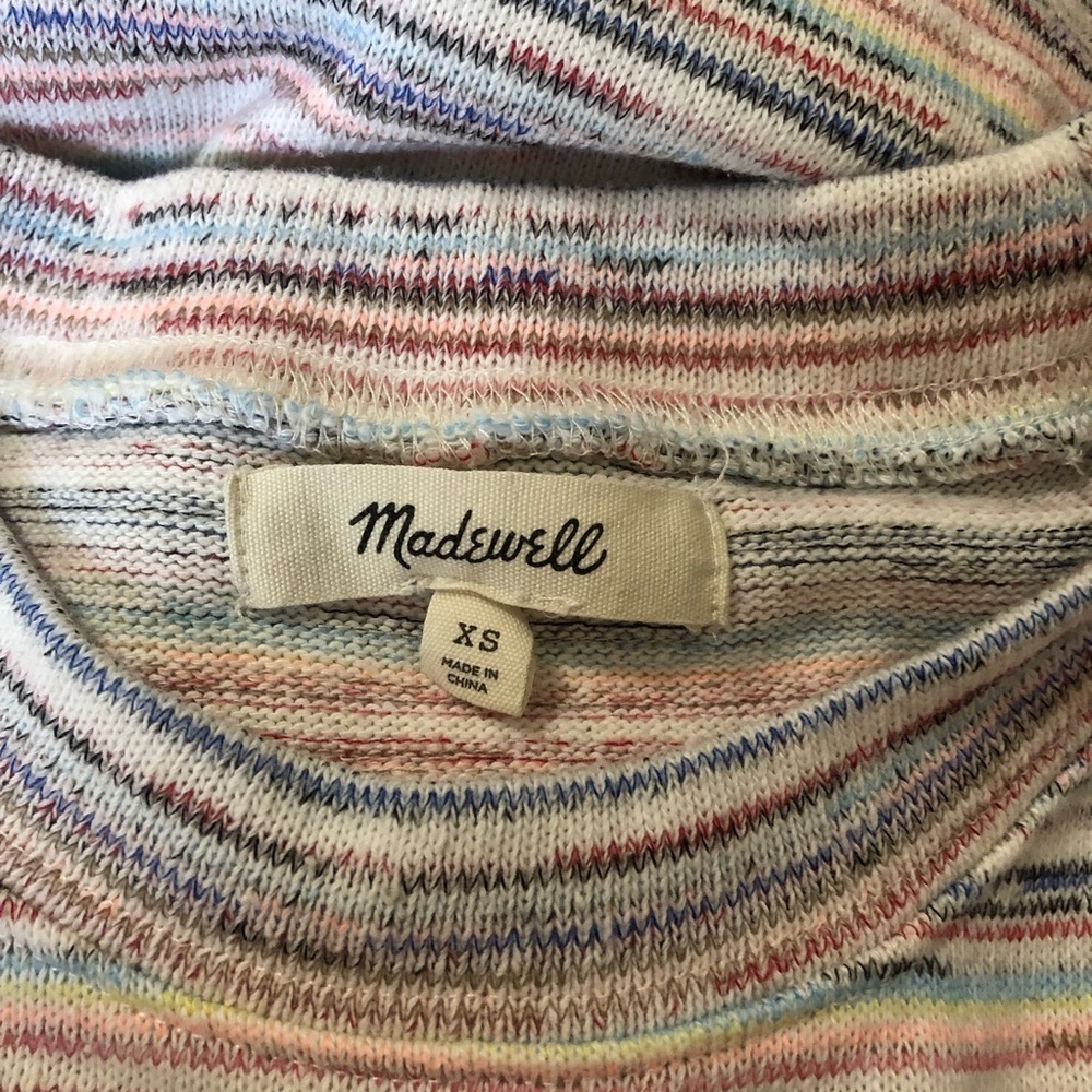 MADEWELL Bubble Sleeve Crop Top in Rainbow Stripe Size XS - Picture 9 of 10